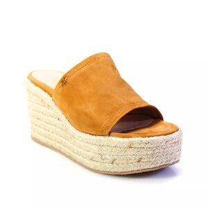 EUC Gianvito Rossi Womens Wedge Platform  Espadrilles Sandals Brown Suede 38